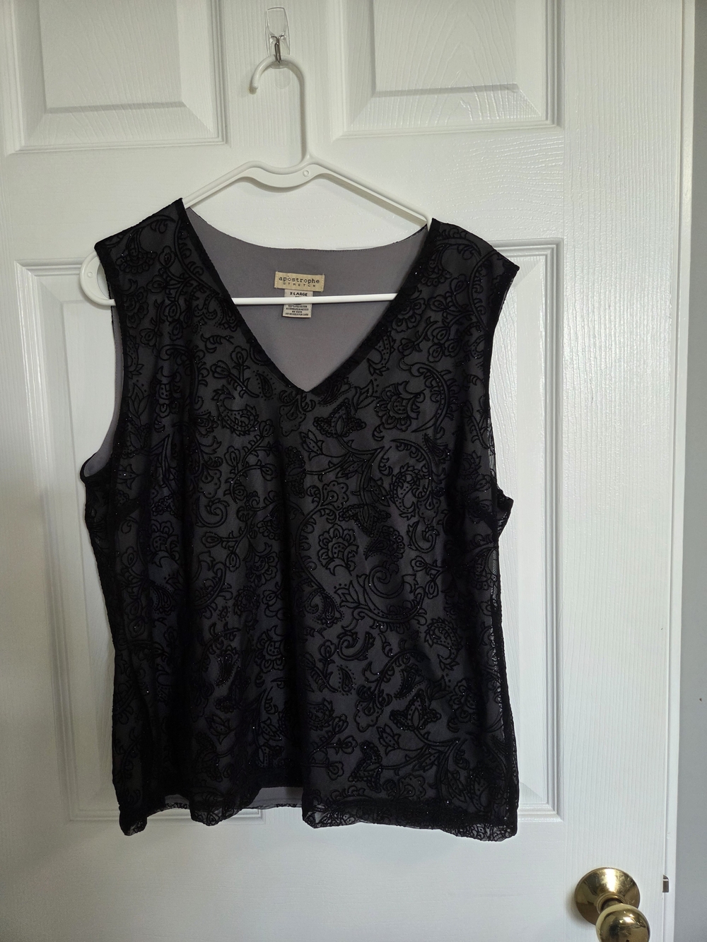 Apostrophe Black Lace Overlay V-Neck Camisole